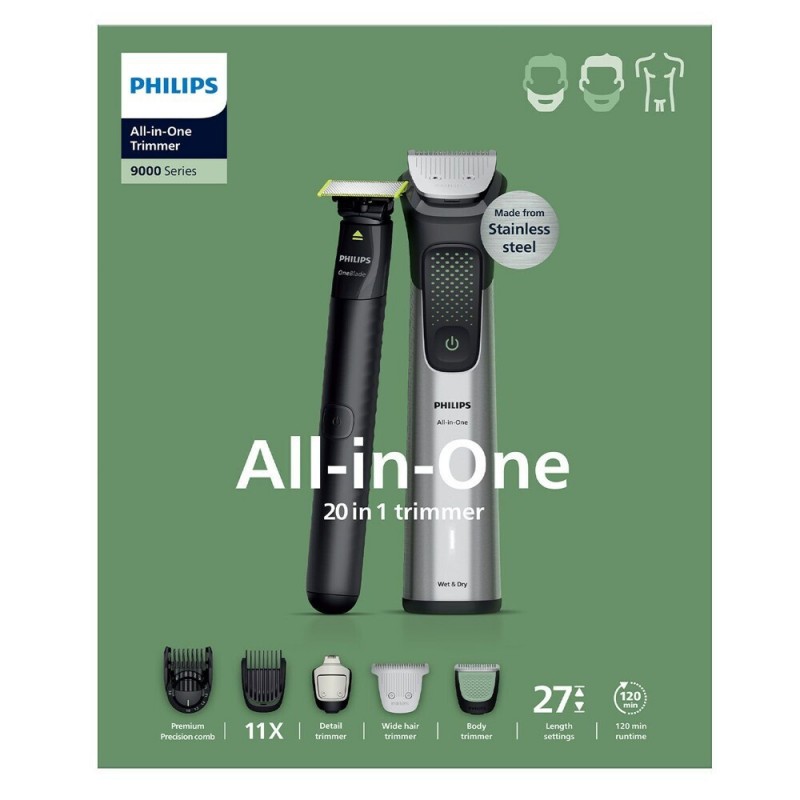 Philips All-in-One 9000 Series Σετ Κουρευτικής Μηχανής Ασημί MG9557/15